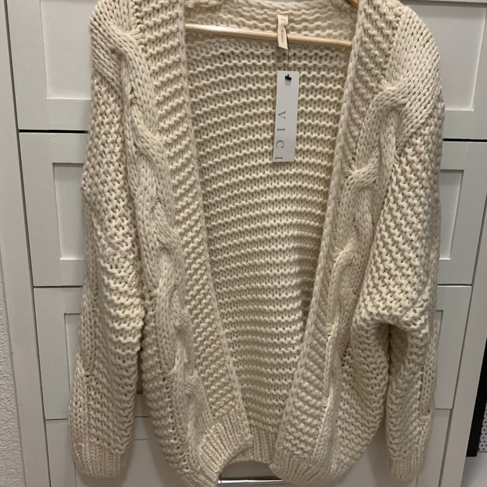 VICI Dolls Wishlist Chunky Cardigan Cream S/M NWT